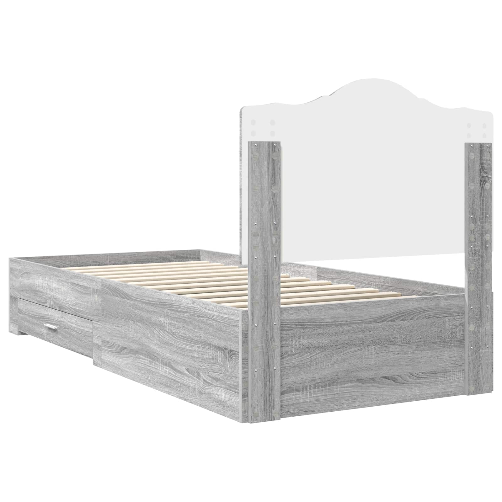 Bed Frame with Drawer Grey Sonoma 90 x 200 cm Engineered Wood