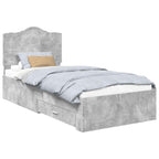 Bed Frame with Drawer Concrete Grey 90 x 190 cm Engineered Wood