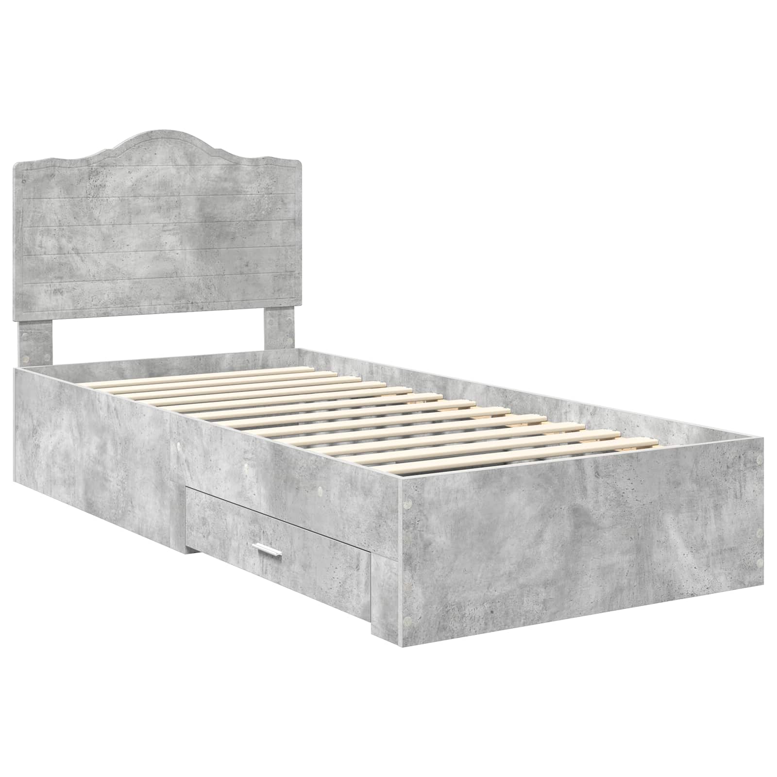 Bed Frame with Drawer Concrete Grey 90 x 190 cm Engineered Wood
