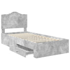 Bed Frame with Drawer Concrete Grey 90 x 190 cm Engineered Wood