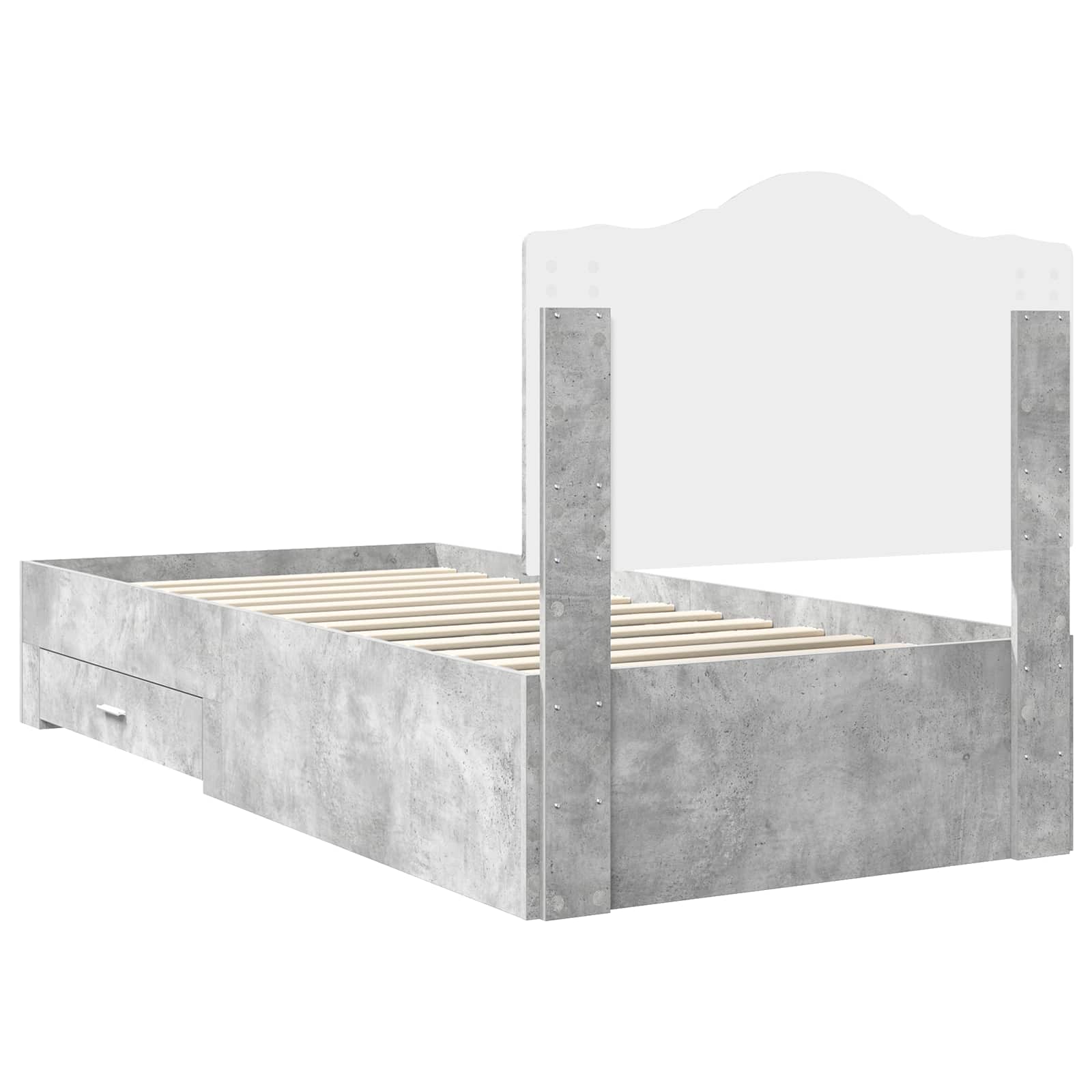 Bed Frame with Drawer Concrete Grey 90 x 190 cm Engineered Wood