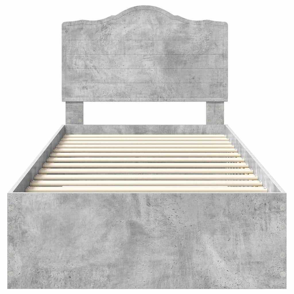 Bed Frame with Drawer Concrete Grey 90 x 190 cm Engineered Wood