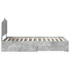 Bed Frame with Drawer Concrete Grey 90 x 190 cm Engineered Wood