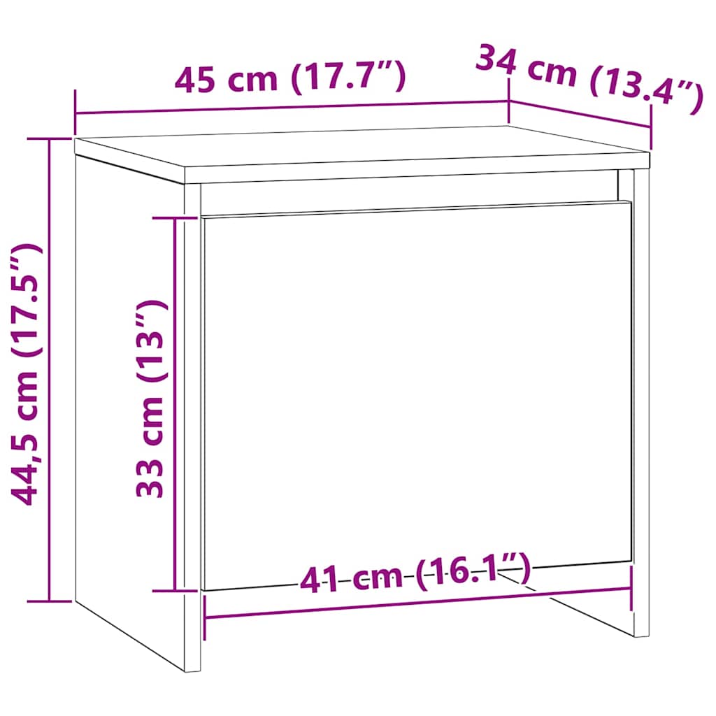 Bedside Cabinet Old Wood 45 x 34 x 44.5 cm Engineered Wood