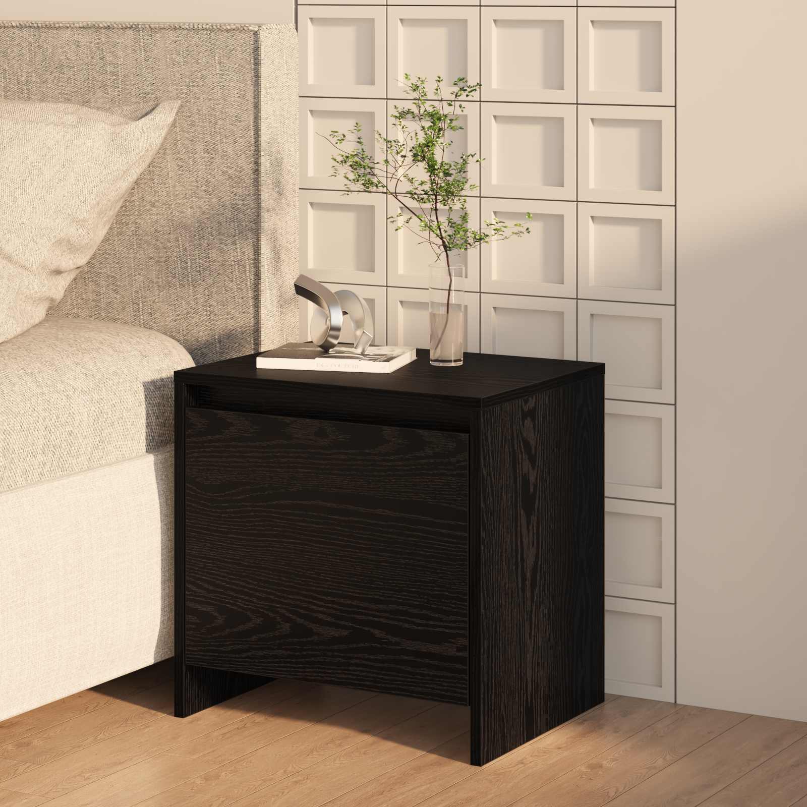 Bedside Cabinet Black Oak 45 x 34 x 44.5 cm Engineered Wood
