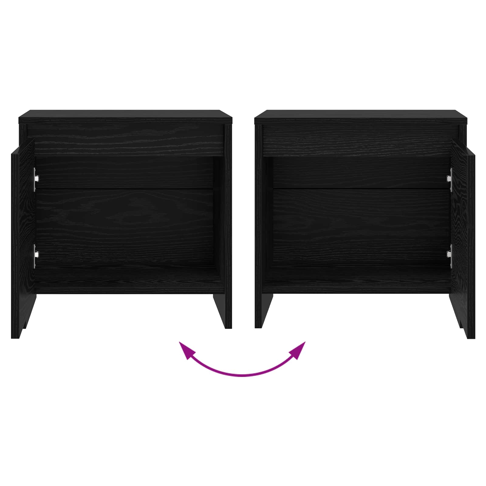 Bedside Cabinet Black Oak 45 x 34 x 44.5 cm Engineered Wood