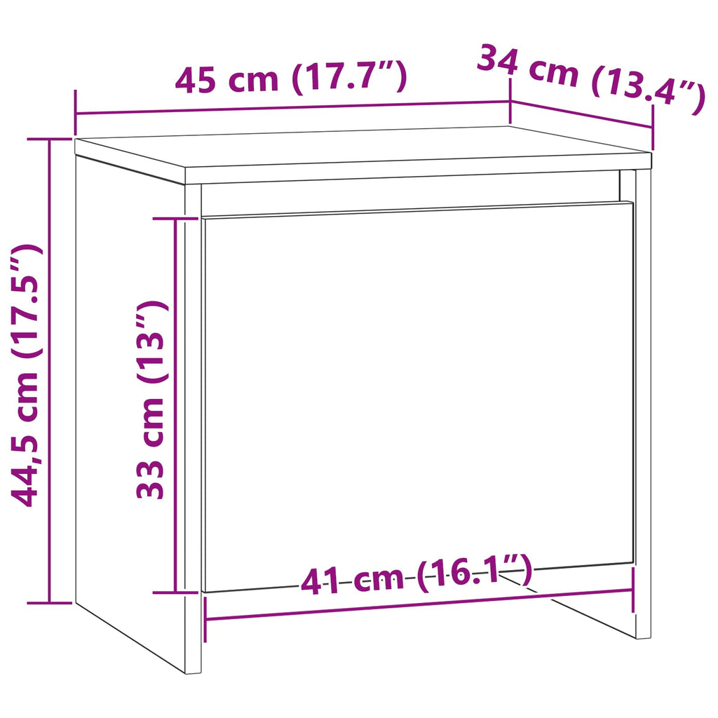 Bedside Cabinet Black Oak 45 x 34 x 44.5 cm Engineered Wood
