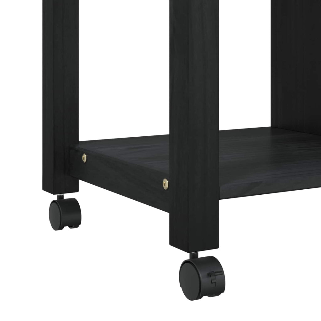 Kitchen Trolley Black 88.5 x 40 x 84 cm Solid Pine Wood
