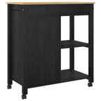 Kitchen Trolley Black 88.5 x 40 x 84 cm Solid Pine Wood
