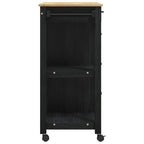 Kitchen Trolley Black 88.5 x 40 x 84 cm Solid Pine Wood