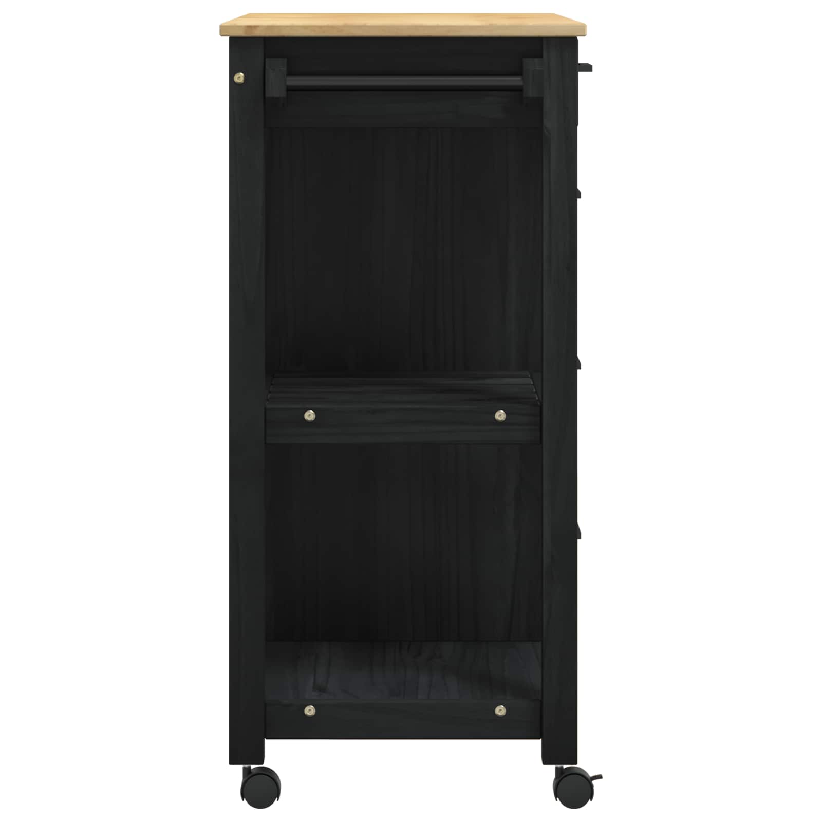 Kitchen Trolley Black 88.5 x 40 x 84 cm Solid Pine Wood