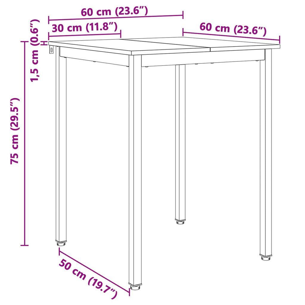 Dining Table White 60 x 60 x 75 cm Solid Pine Wood