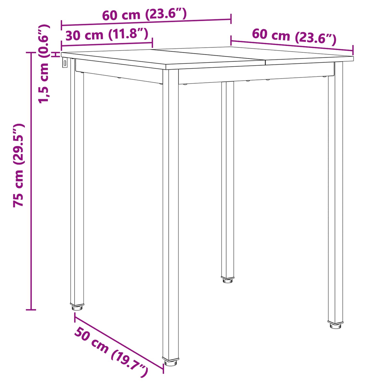 Dining Table White 60 x 60 x 75 cm Solid Pine Wood