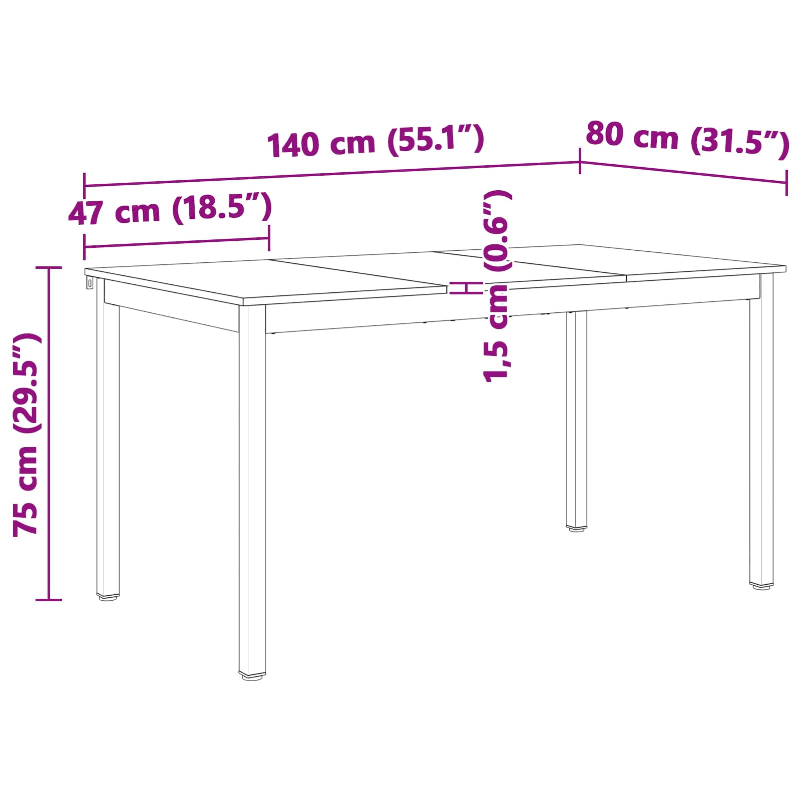 Dining Table Natural 140 x 80 x 75 cm Solid Pine Wood