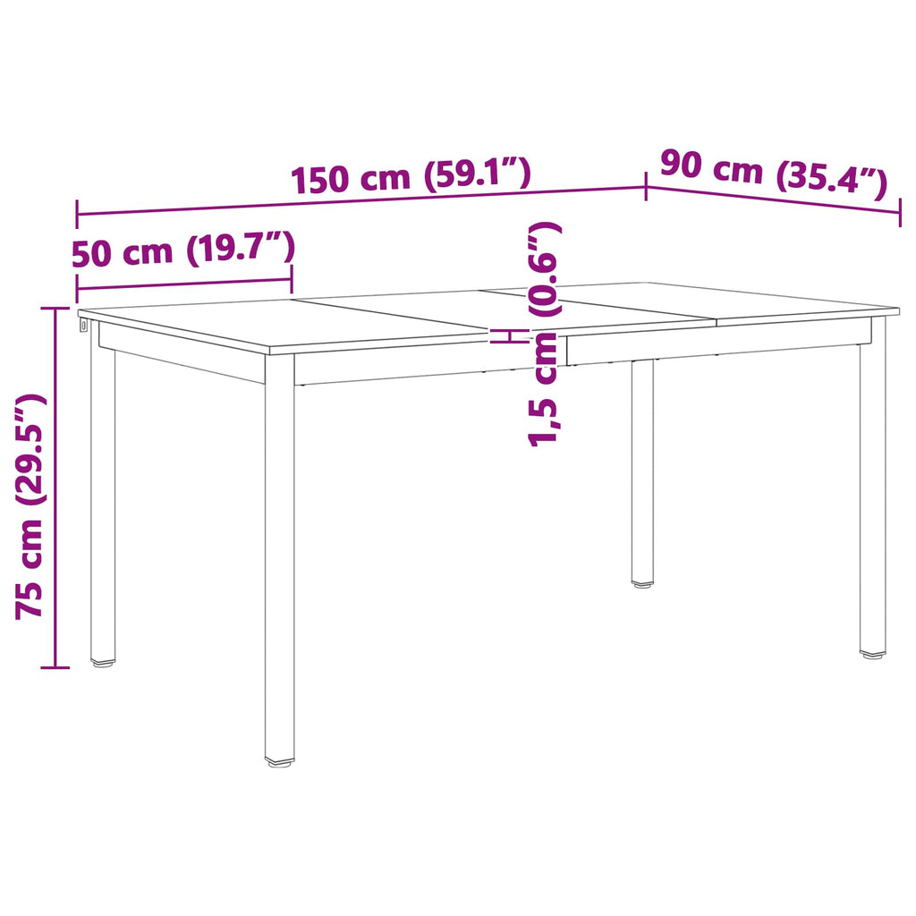 Dining Table White 150 x 90 x 75 cm Solid Pine Wood