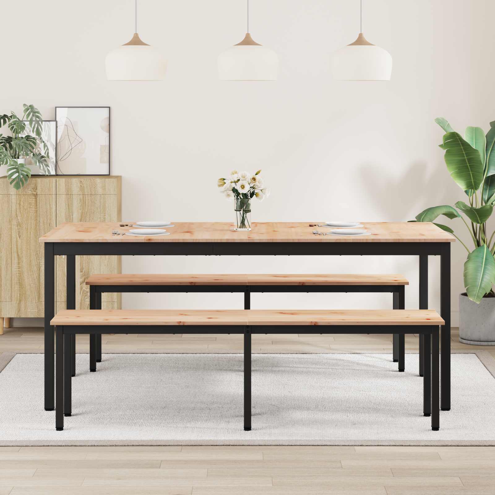 Dining Table Natural 180 x 90 x 75 cm Solid Pine Wood