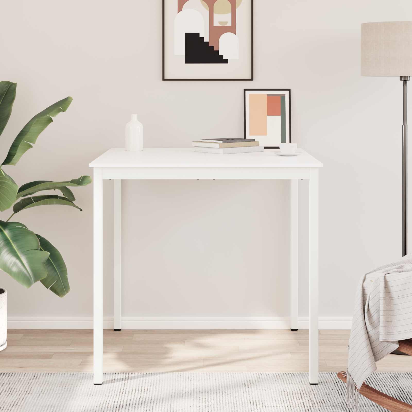 Bar Table White 110 x 110 x 105 cm Solid Pine Wood