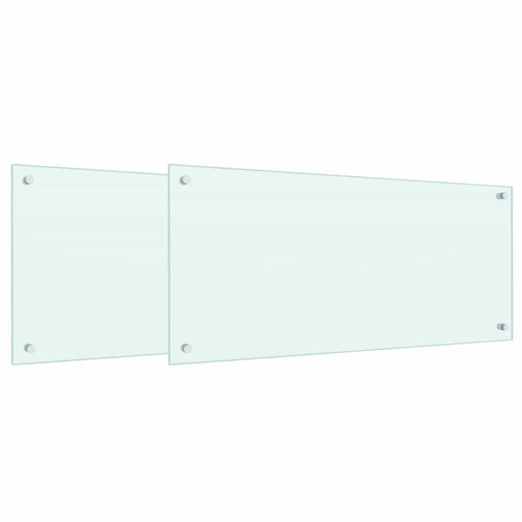 Kitchen Backsplash 2 pcs White 90 x 40 cm Tempered Glass