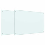 Kitchen Backsplash 2 pcs White 90 x 60 cm Tempered Glass
