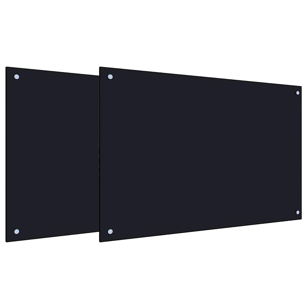 Kitchen Backsplash 2 pcs Black 90 x 60 cm Tempered Glass