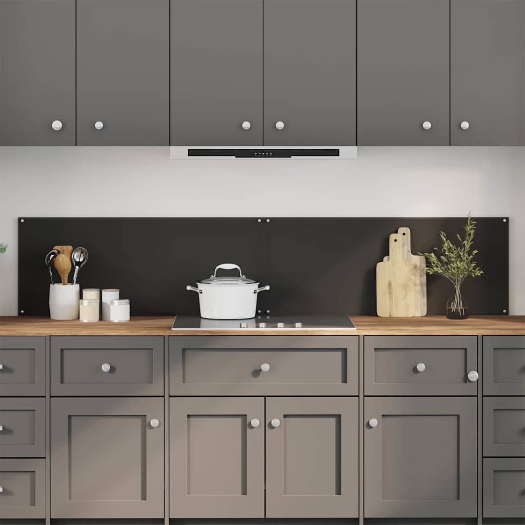 Kitchen Backsplash 2 pcs Black 100 x 40 cm Tempered Glass