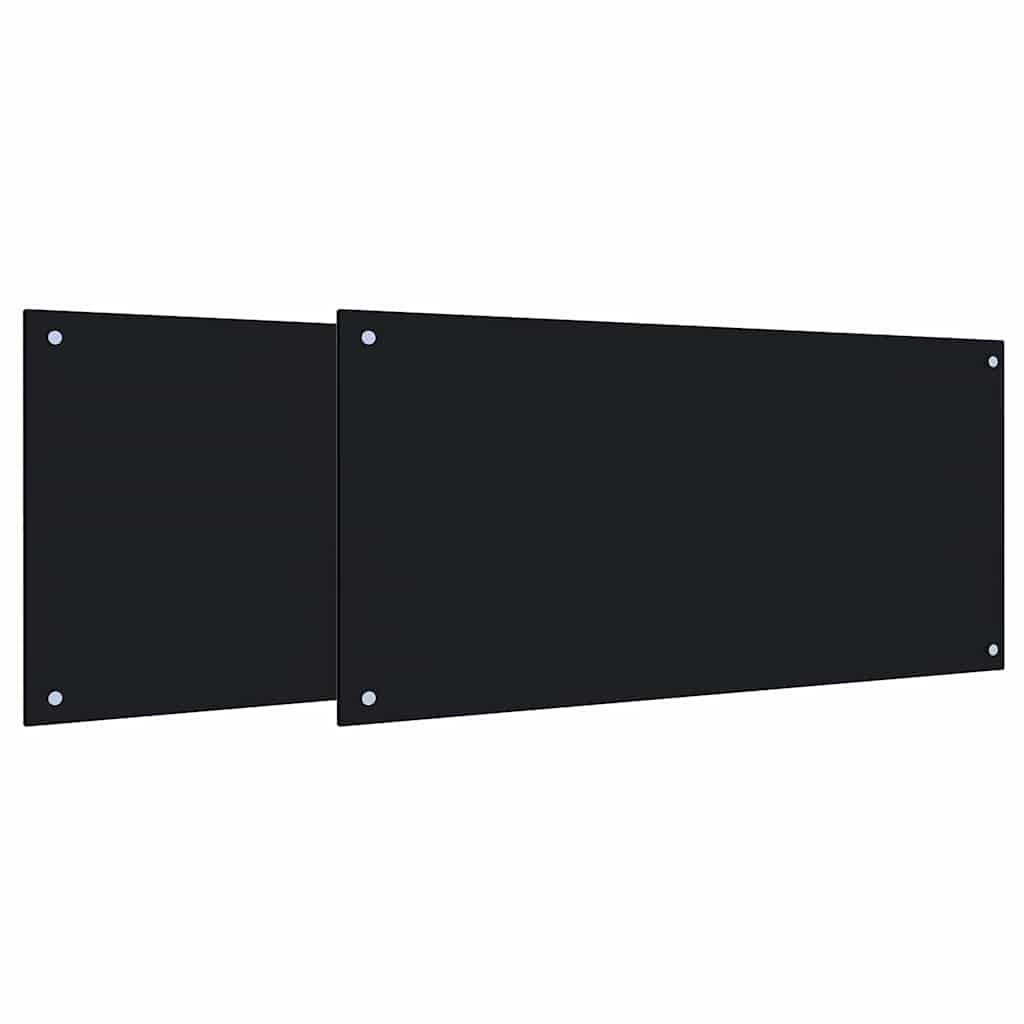 Kitchen Backsplash 2 pcs Black 100 x 50 cm Tempered Glass
