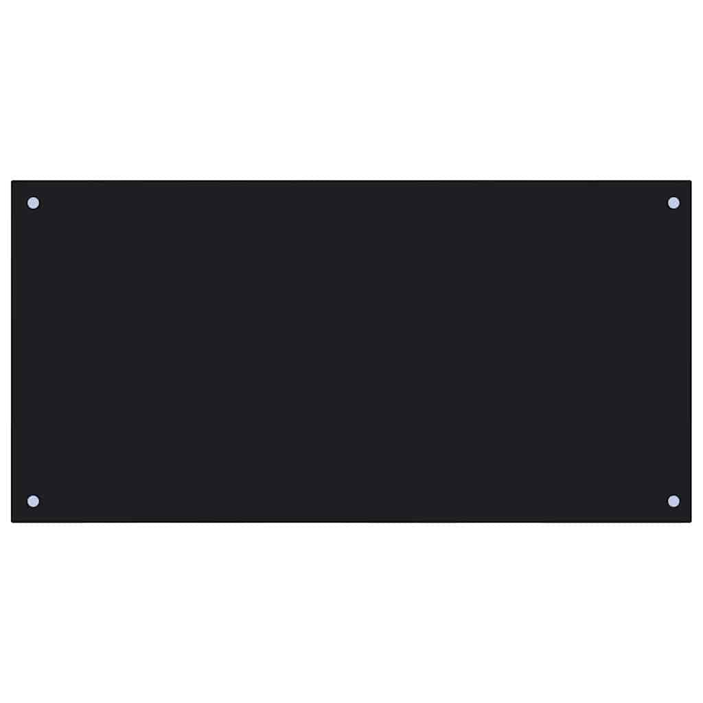 Kitchen Backsplash 2 pcs Black 100 x 50 cm Tempered Glass