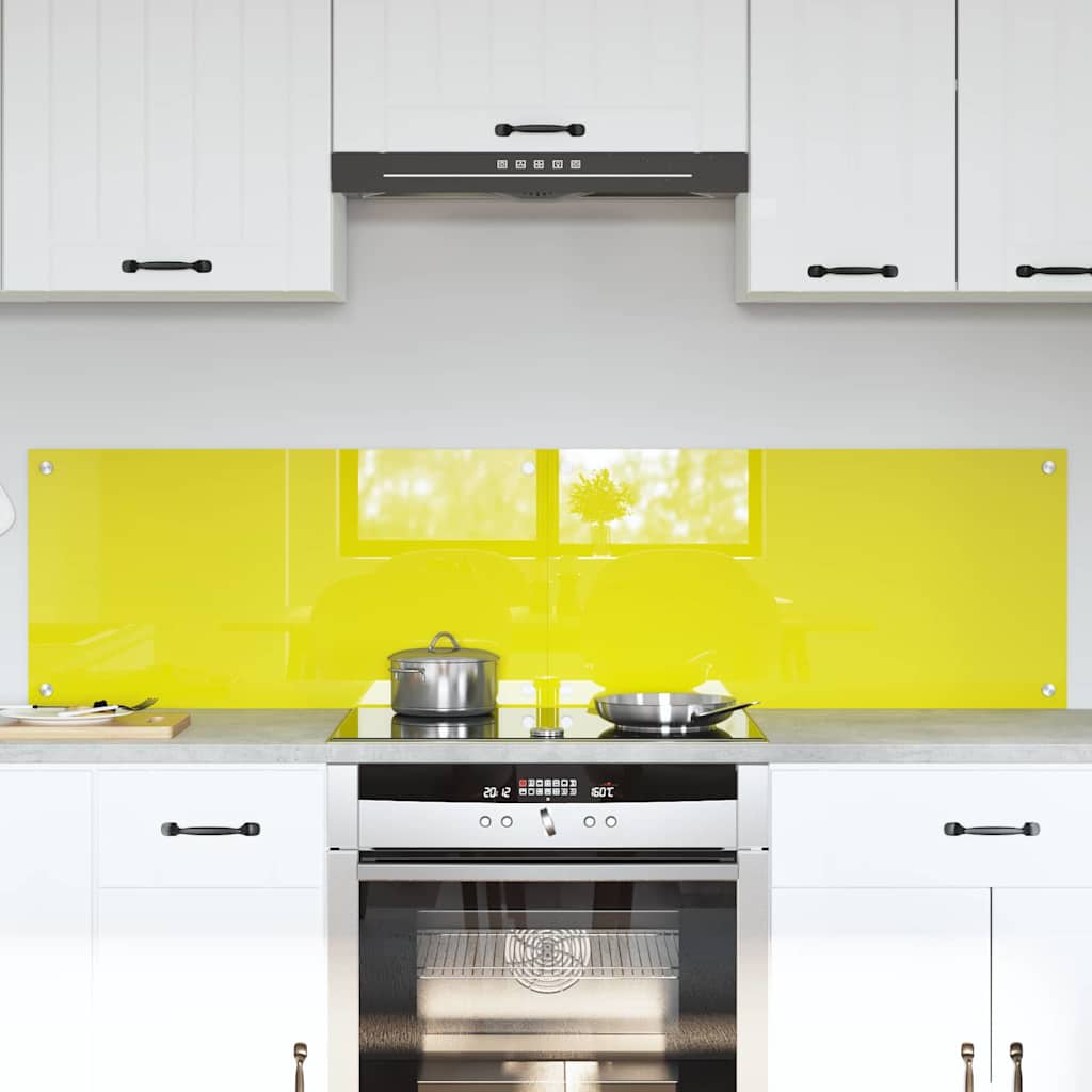 Kitchen Backsplash 2 pcs Yellow 80 x 40 cm Tempered Glass