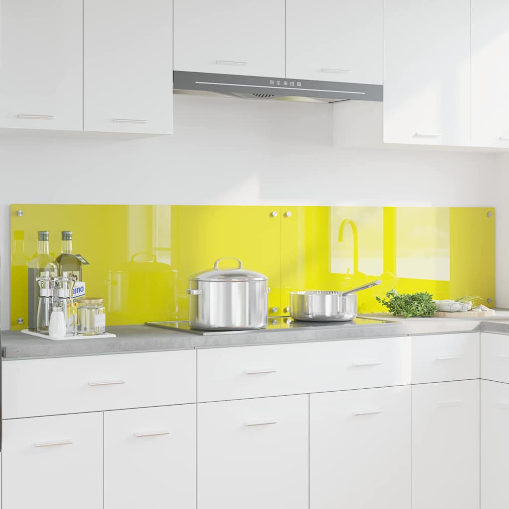 Kitchen Backsplash 2 pcs Yellow 100 x 40 cm Tempered Glass