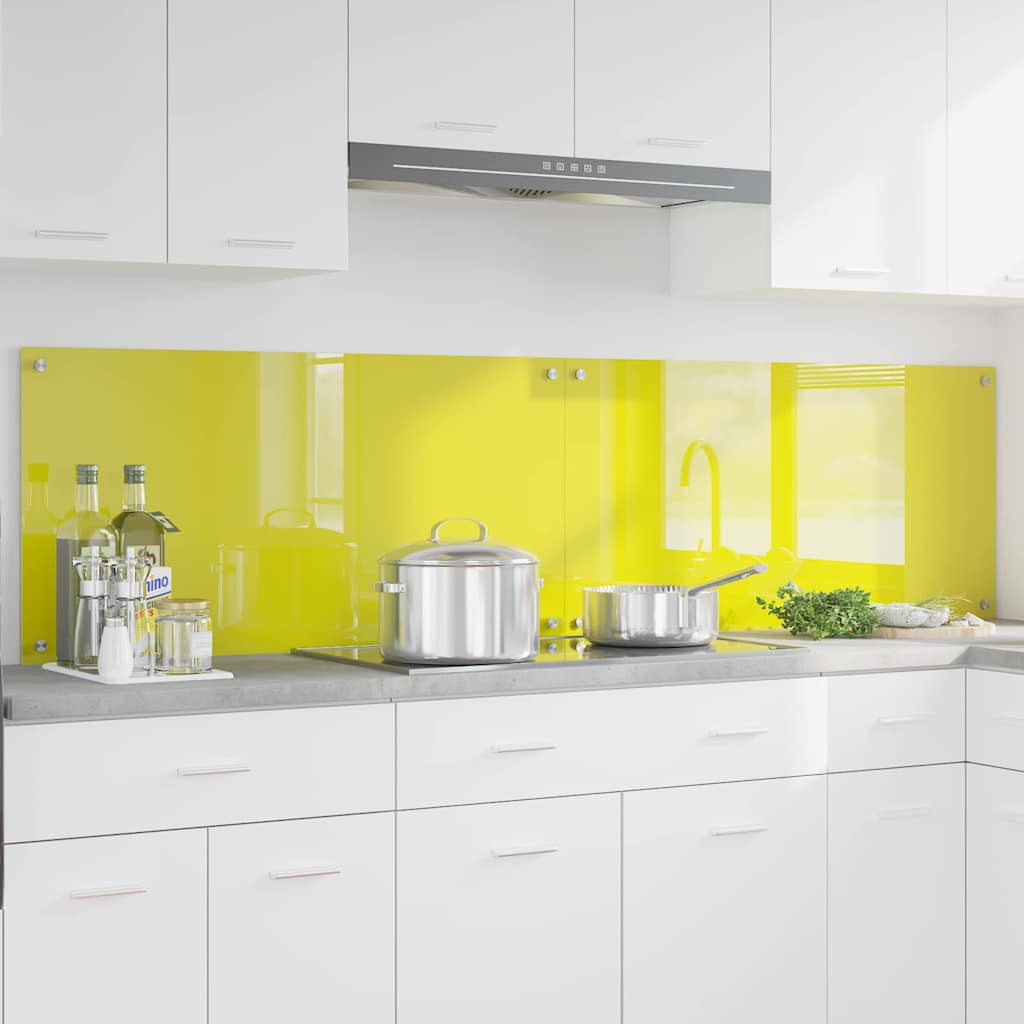 Kitchen Backsplash 2 pcs Yellow 100 x 50 cm Tempered Glass