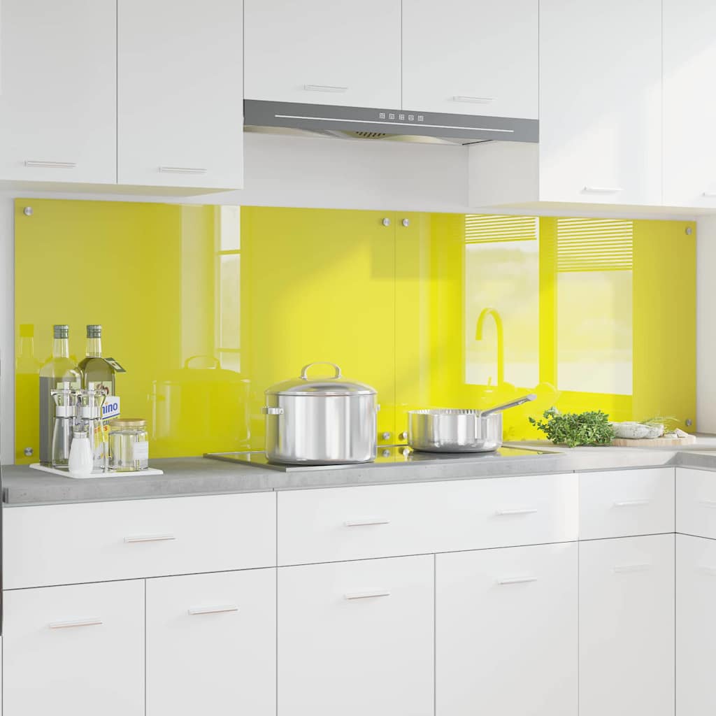 Kitchen Backsplash 2 pcs Yellow 100 x 60 cm Tempered Glass