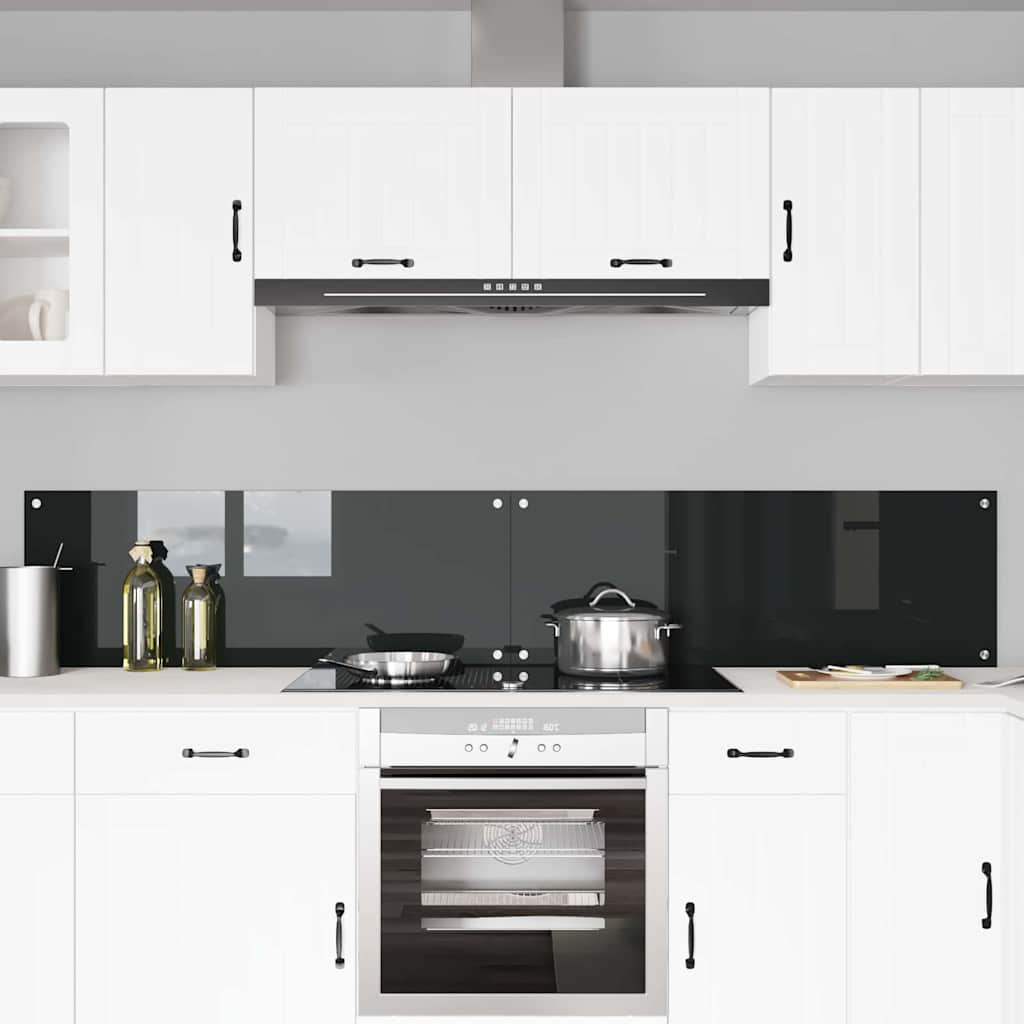 Kitchen Backsplash 2 pcs Black 110 x 40 cm Tempered Glass