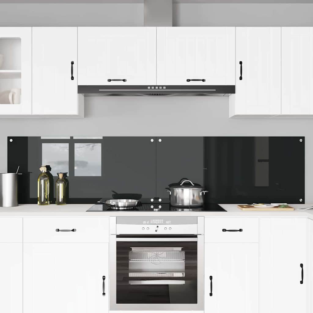 Kitchen Backsplash 2 pcs Black 110 x 50 cm Tempered Glass