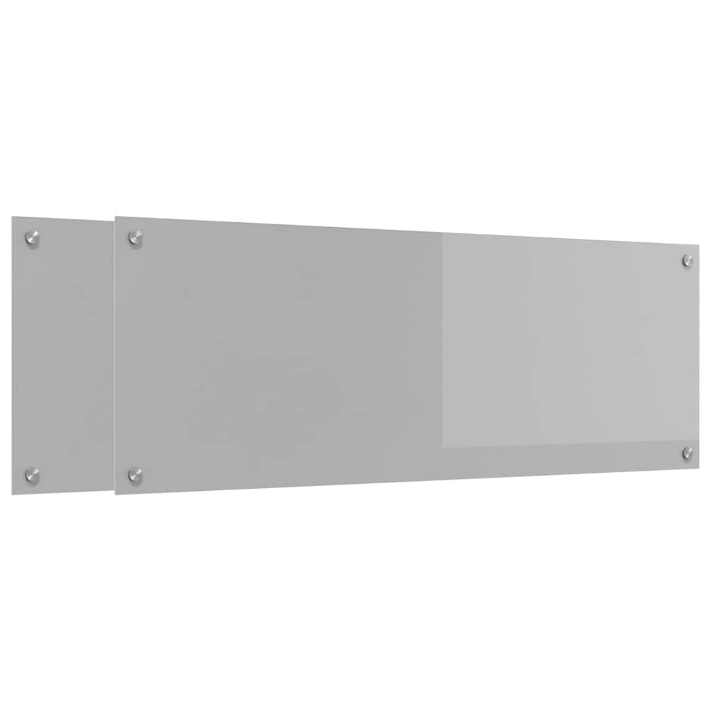 Kitchen Backsplash 2 pcs Light Grey 110 x 40 cm Tempered Glass