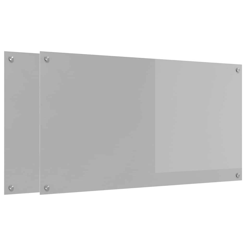 Kitchen Backsplash 2 pcs Light Grey 110 x 60 cm Tempered Glass