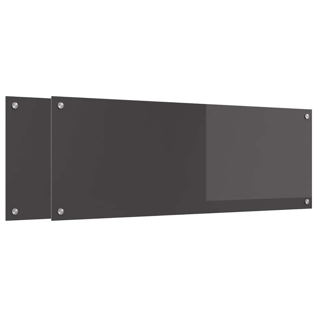 Kitchen Backsplash 2 pcs Dark Grey 110 x 40 cm Tempered Glass