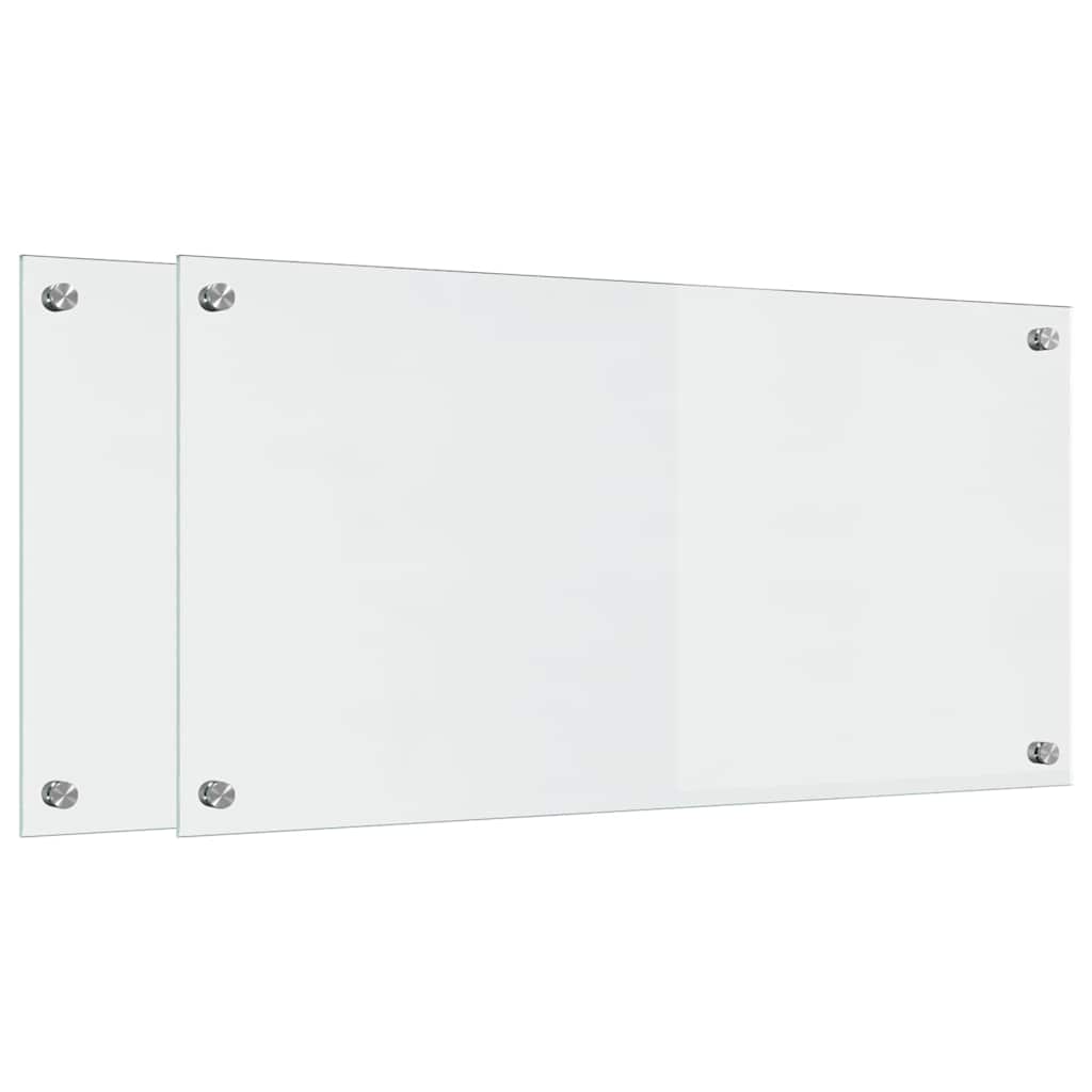 Kitchen Backsplash 2 pcs Transparent 80 x 40 cm Tempered Glass