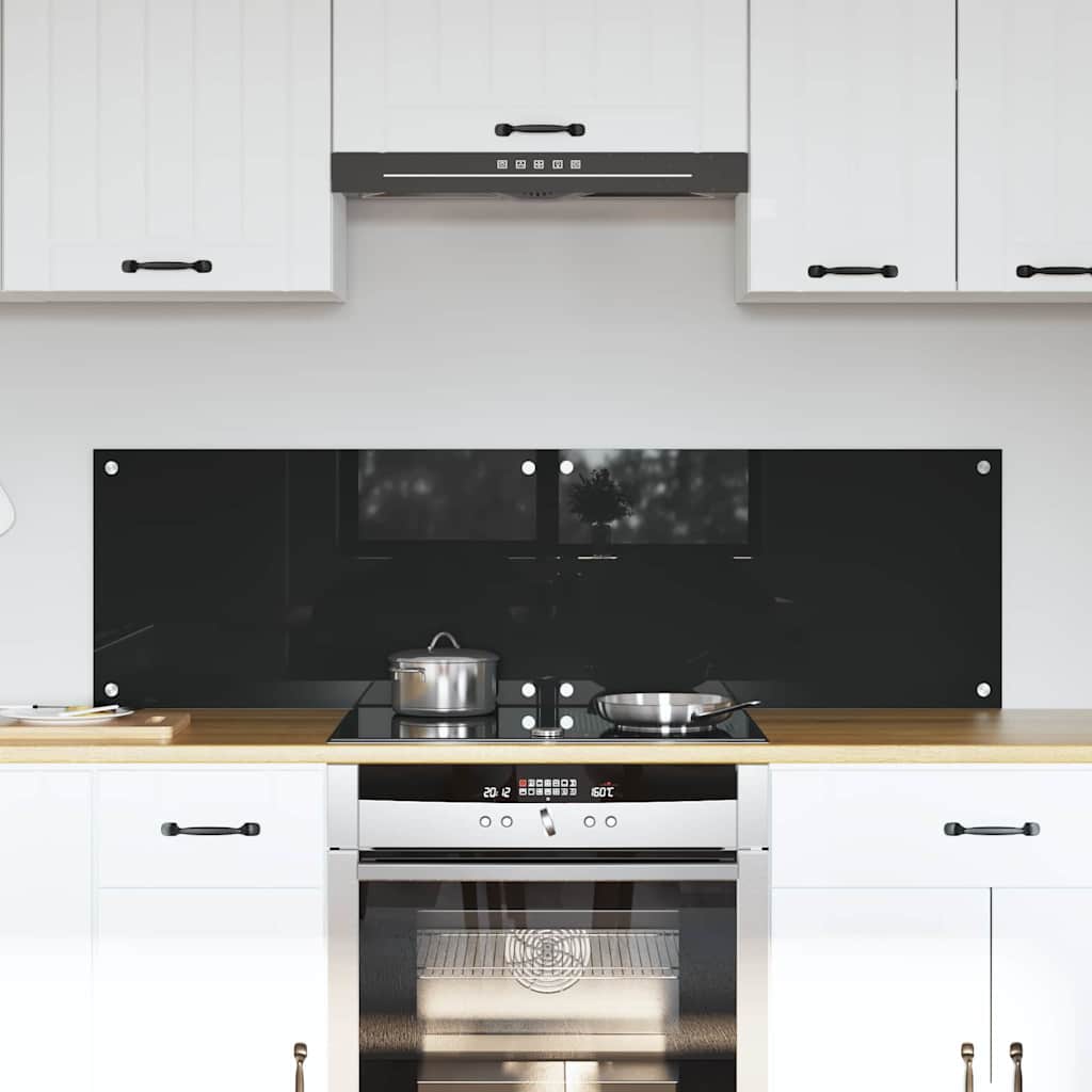 Kitchen Backsplash 2 pcs Black 70 x 40 cm Tempered Glass