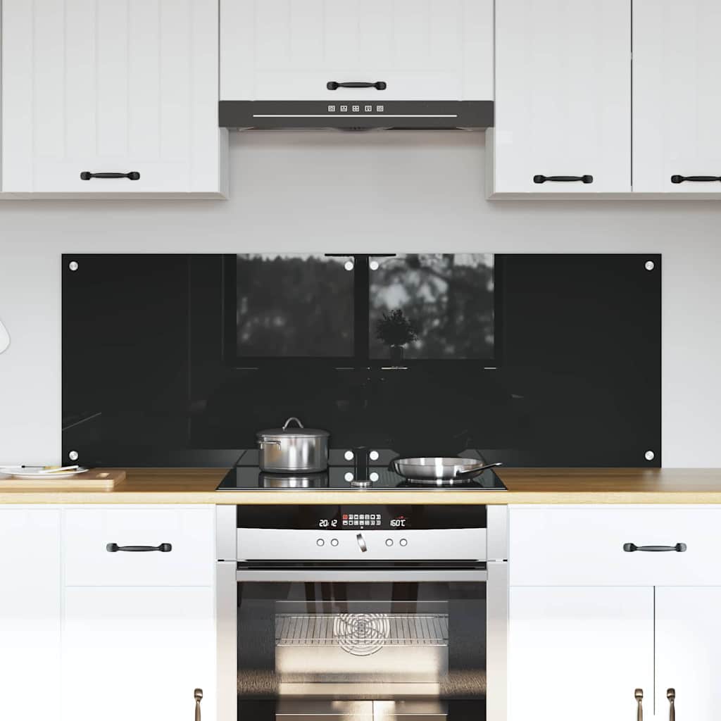 Kitchen Backsplash 2 pcs Black 70 x 50 cm Tempered Glass