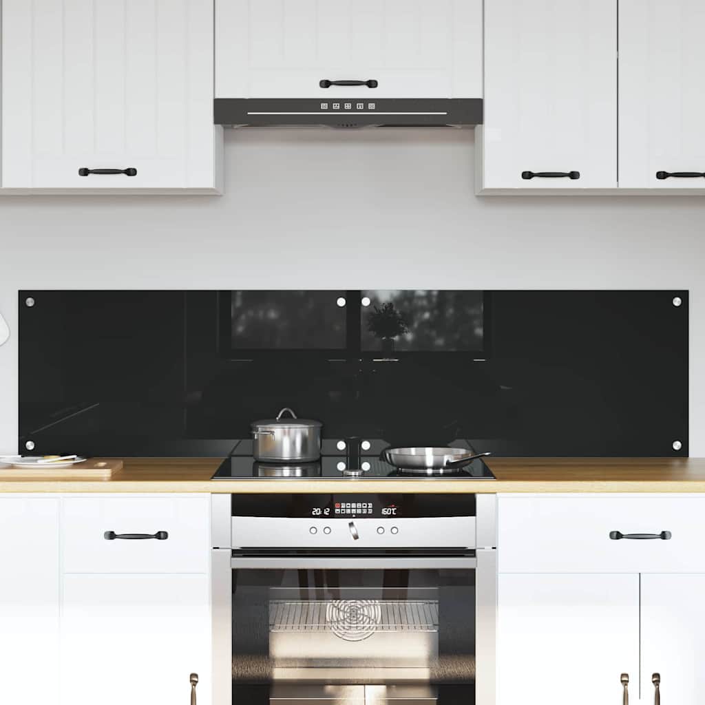 Kitchen Backsplash 2 pcs Black 80 x 40 cm Tempered Glass