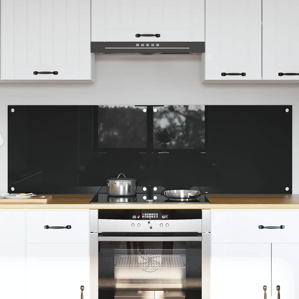 Kitchen Backsplash 2 pcs Black 80 x 50 cm Tempered Glass
