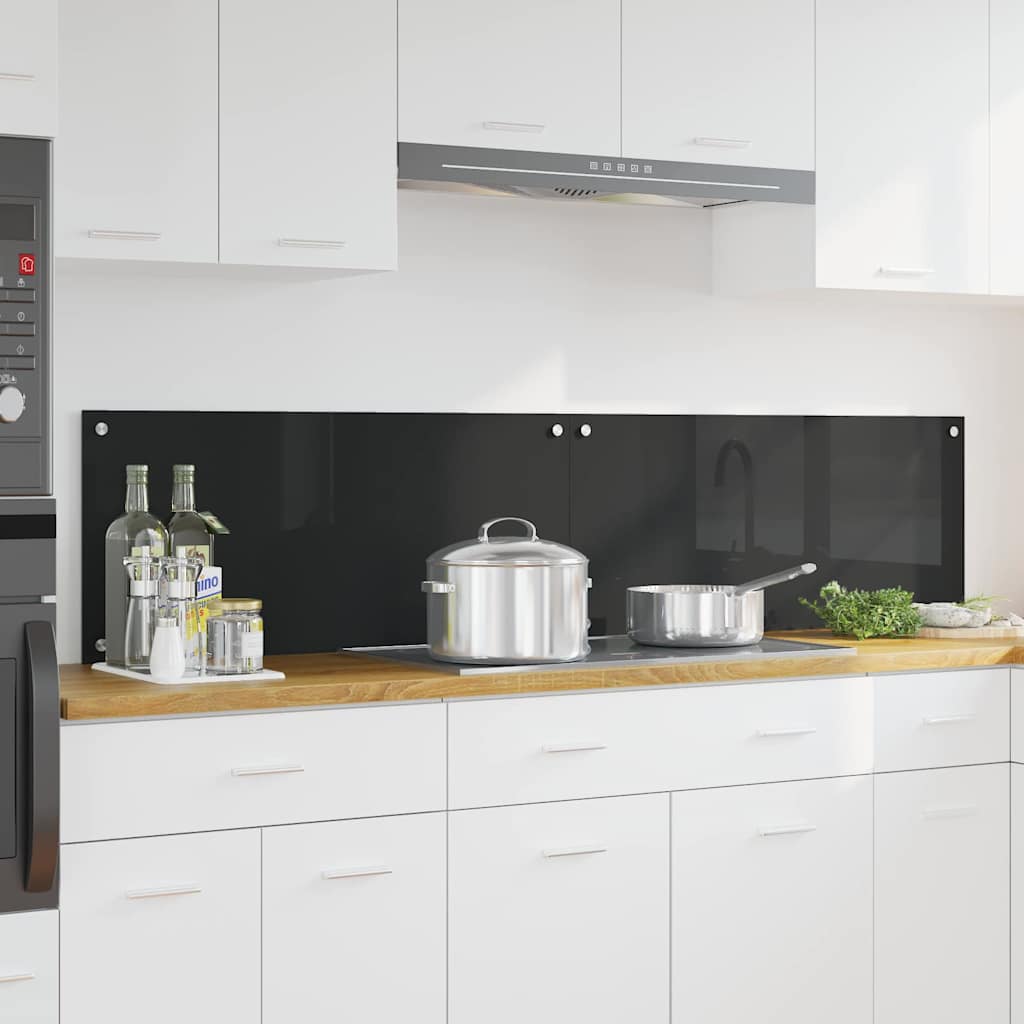 Kitchen Backsplash 2 pcs Black 90 x 40 cm Tempered Glass