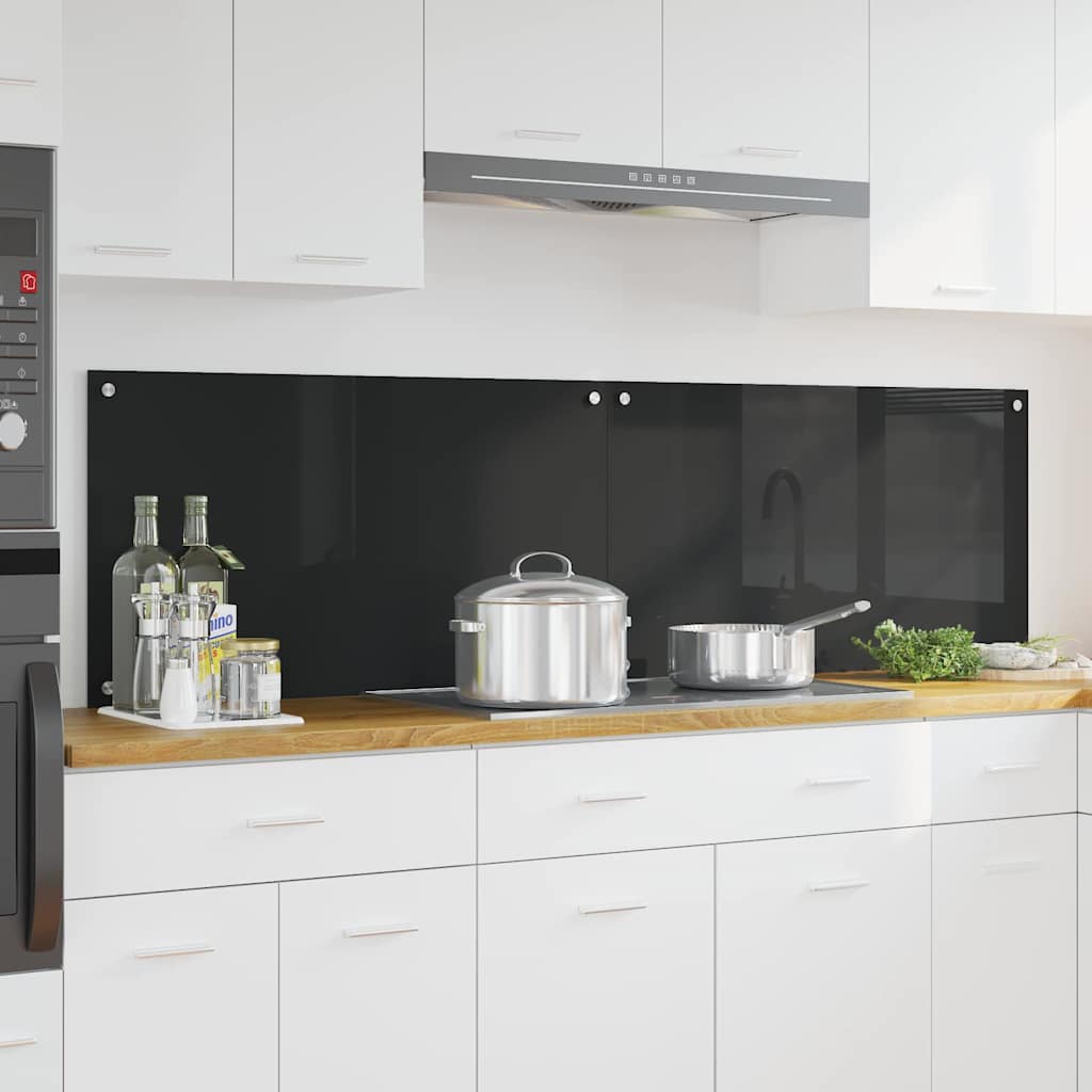Kitchen Backsplash 2 pcs Black 90 x 50 cm Tempered Glass