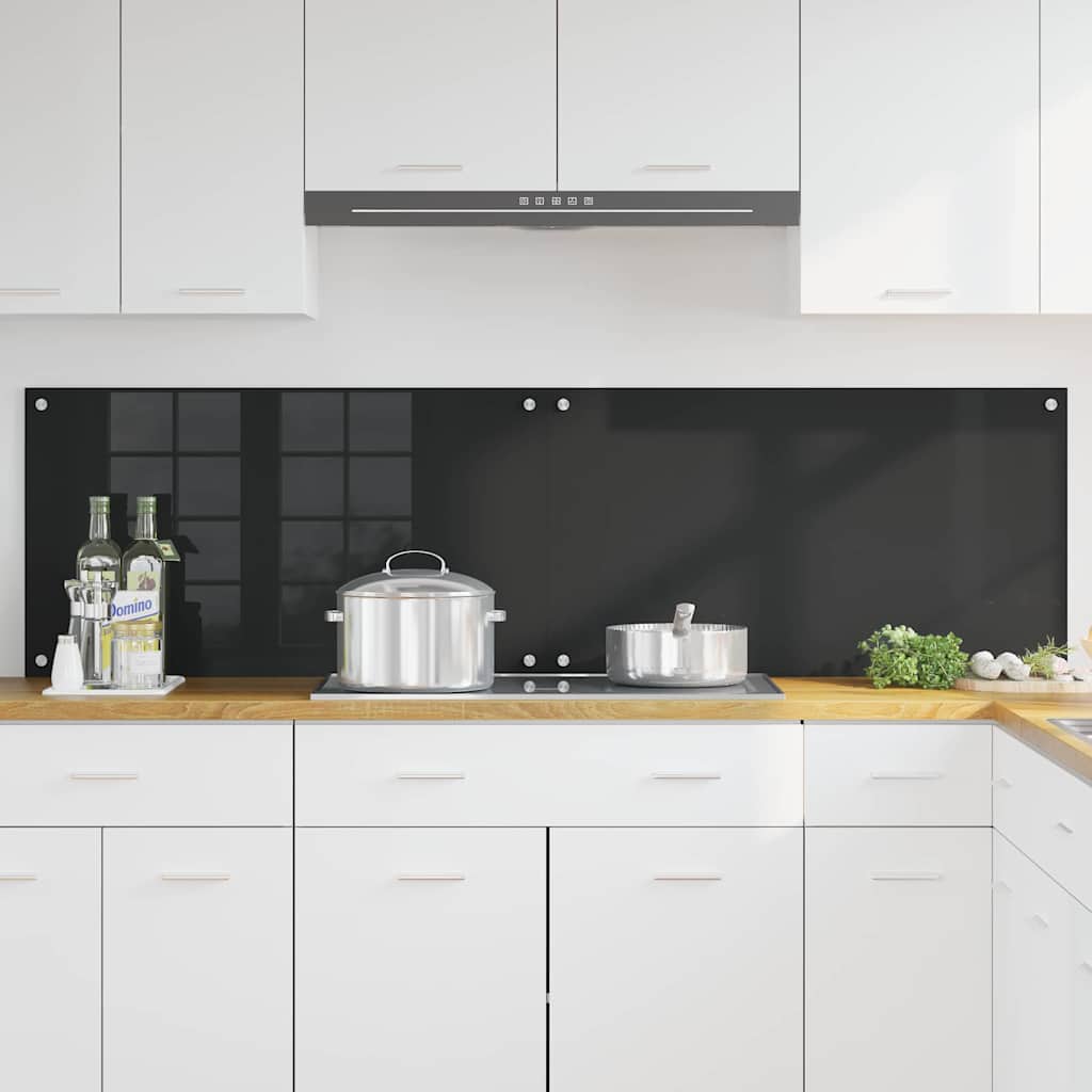 Kitchen Backsplash 2 pcs Black 90 x 50 cm Tempered Glass