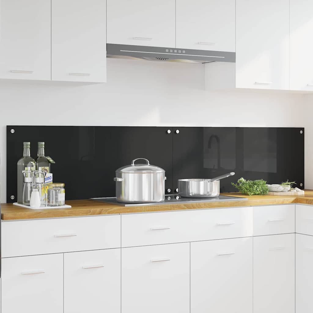 Kitchen Backsplash 2 pcs Black 100 x 40 cm Tempered Glass