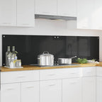 Kitchen Backsplash 2 pcs Black 100 x 50 cm Tempered Glass