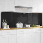 Kitchen Backsplash 2 pcs Black 100 x 60 cm Tempered Glass