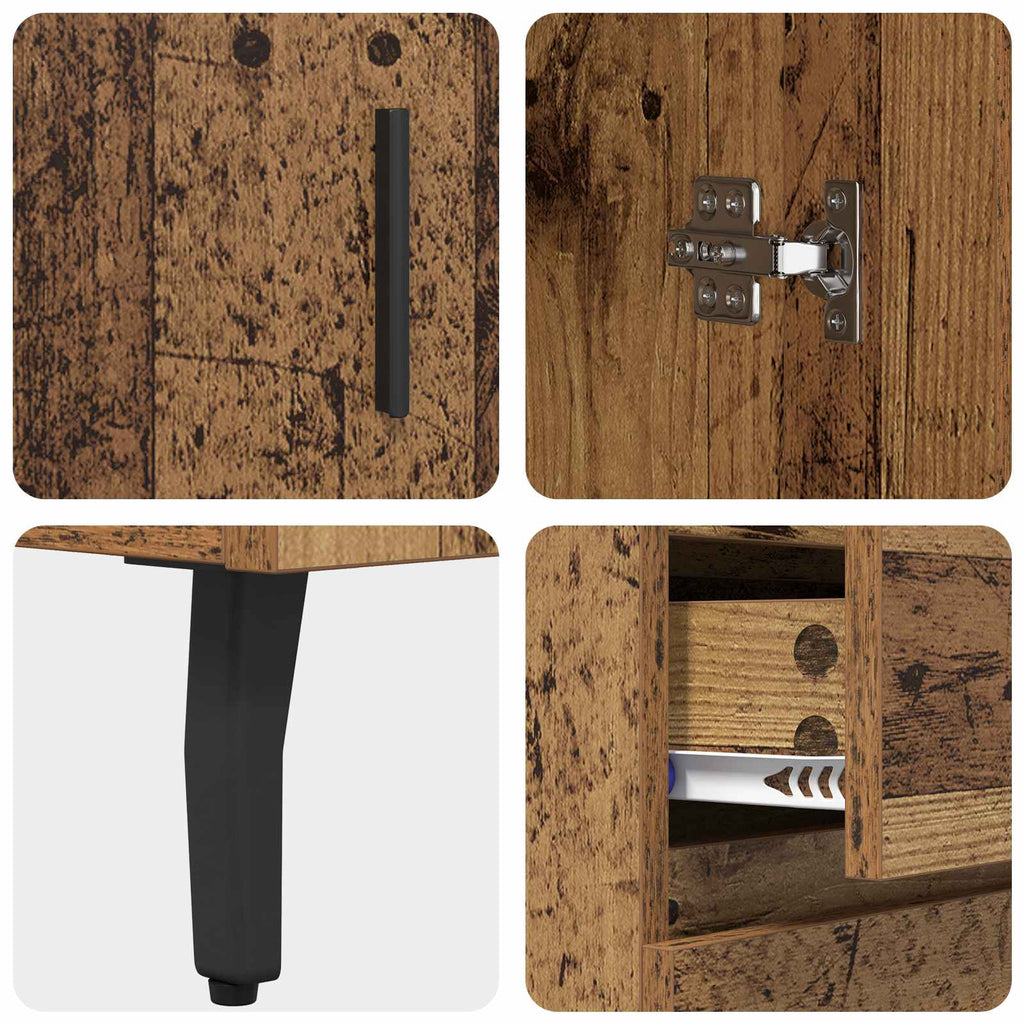 Highboard with Drawer 2 pcs Old Wood Engineered Wood and Glass