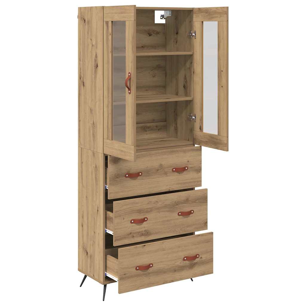 Highboard Cabinet with Shelf 2 pcs Artisan Oak Engineered Wood