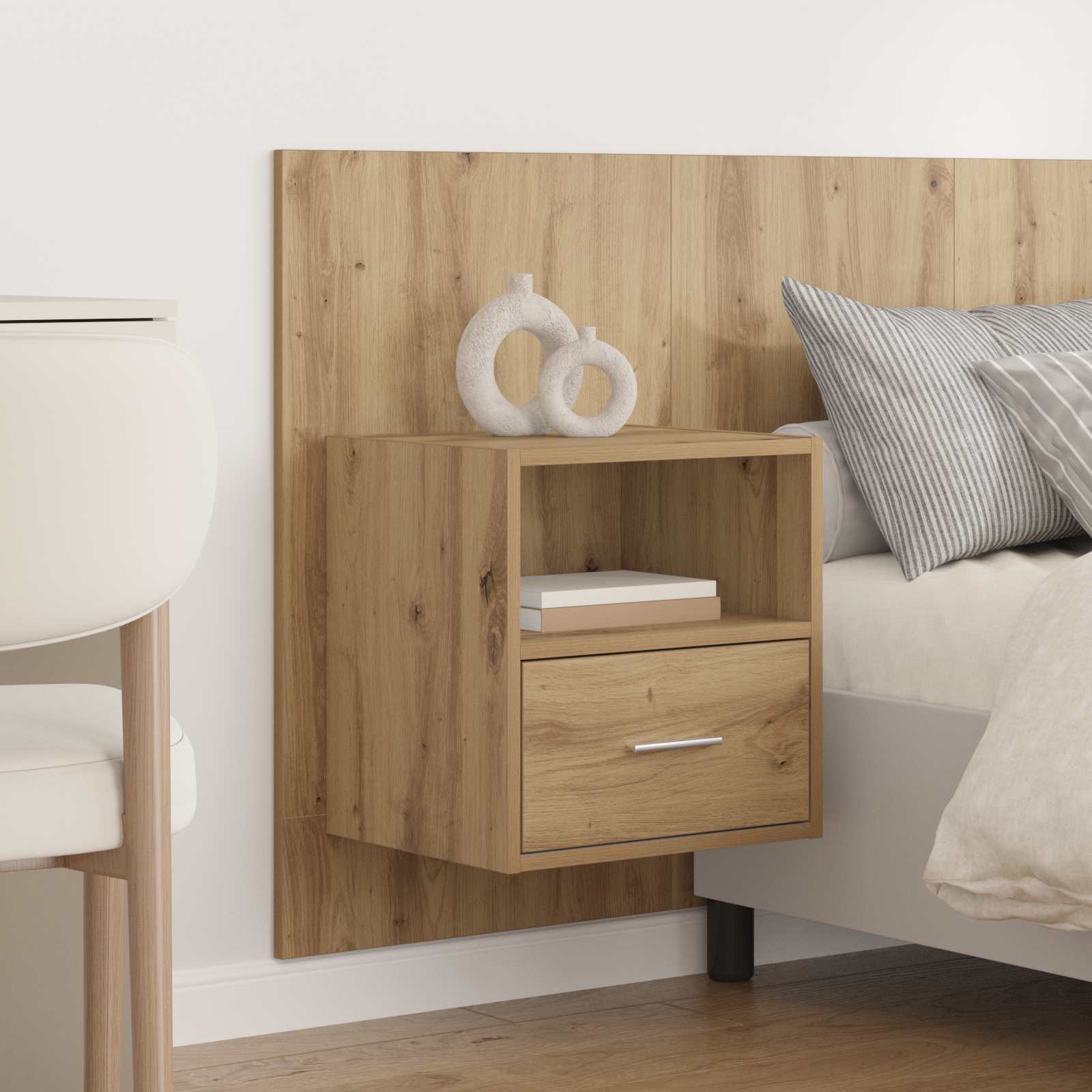 Headboard with Cabinet 3 pcs Artisan Oak Engineered Wood